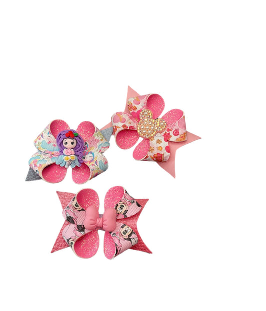 Pink Glitter Hair Clip Set