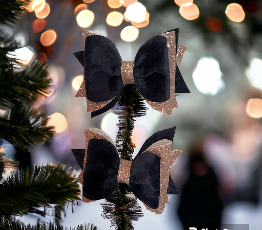 Navy velvet vinyl Hair Clips Bow